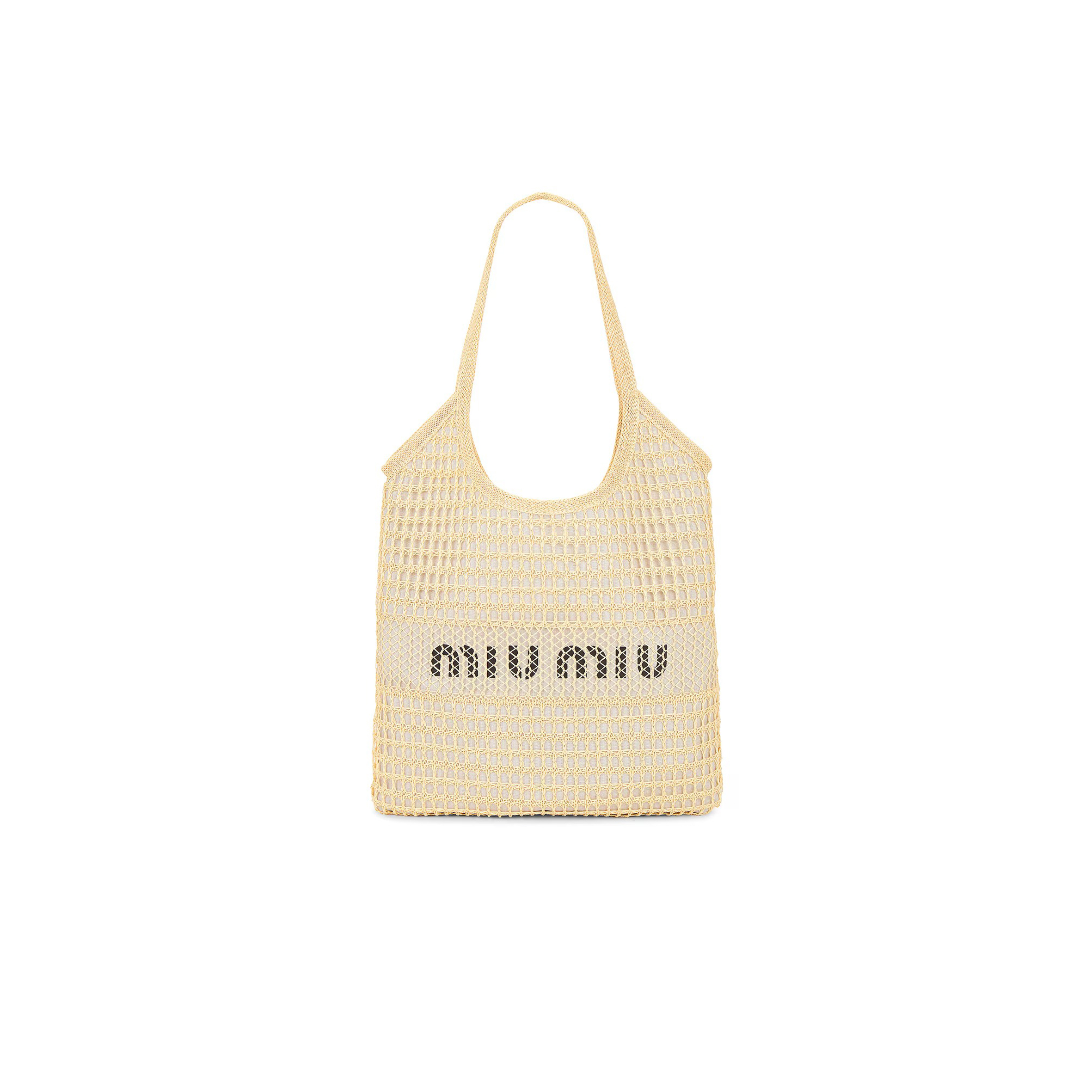 MIU MIU RAFFIA EFFECT LINEN LOGO IVY BAG 5BG231 (40*35cm)